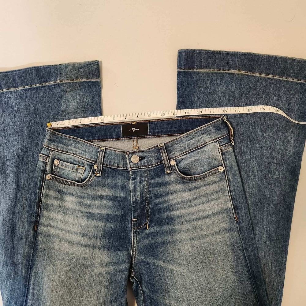 7 For All Mankind Mid Rise Dojo Flare Wide Leg Distressed Authentic Light 29 34 - Picture 11 of 16